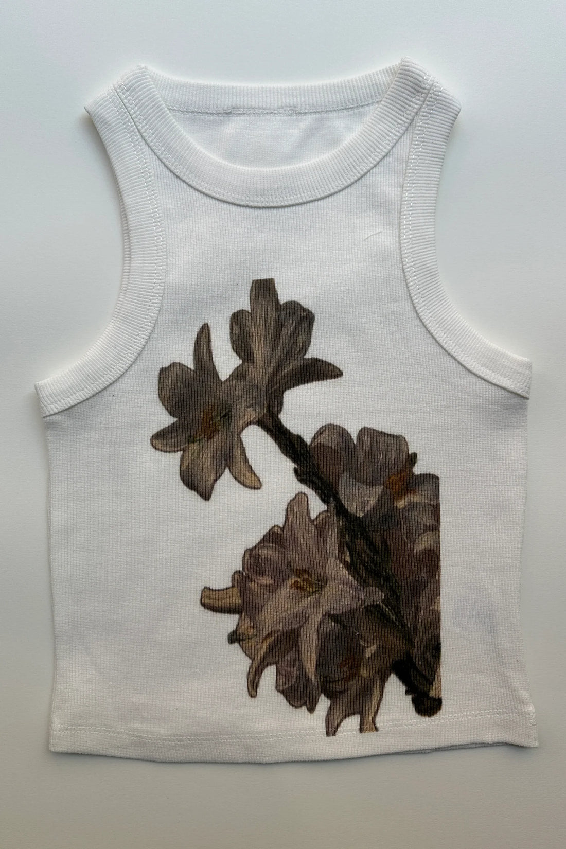 Muted Vintage Ribbed Racerback Tank (Off White)