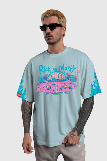 Rick and Morty UFO Graphic Tee - Sky Blue