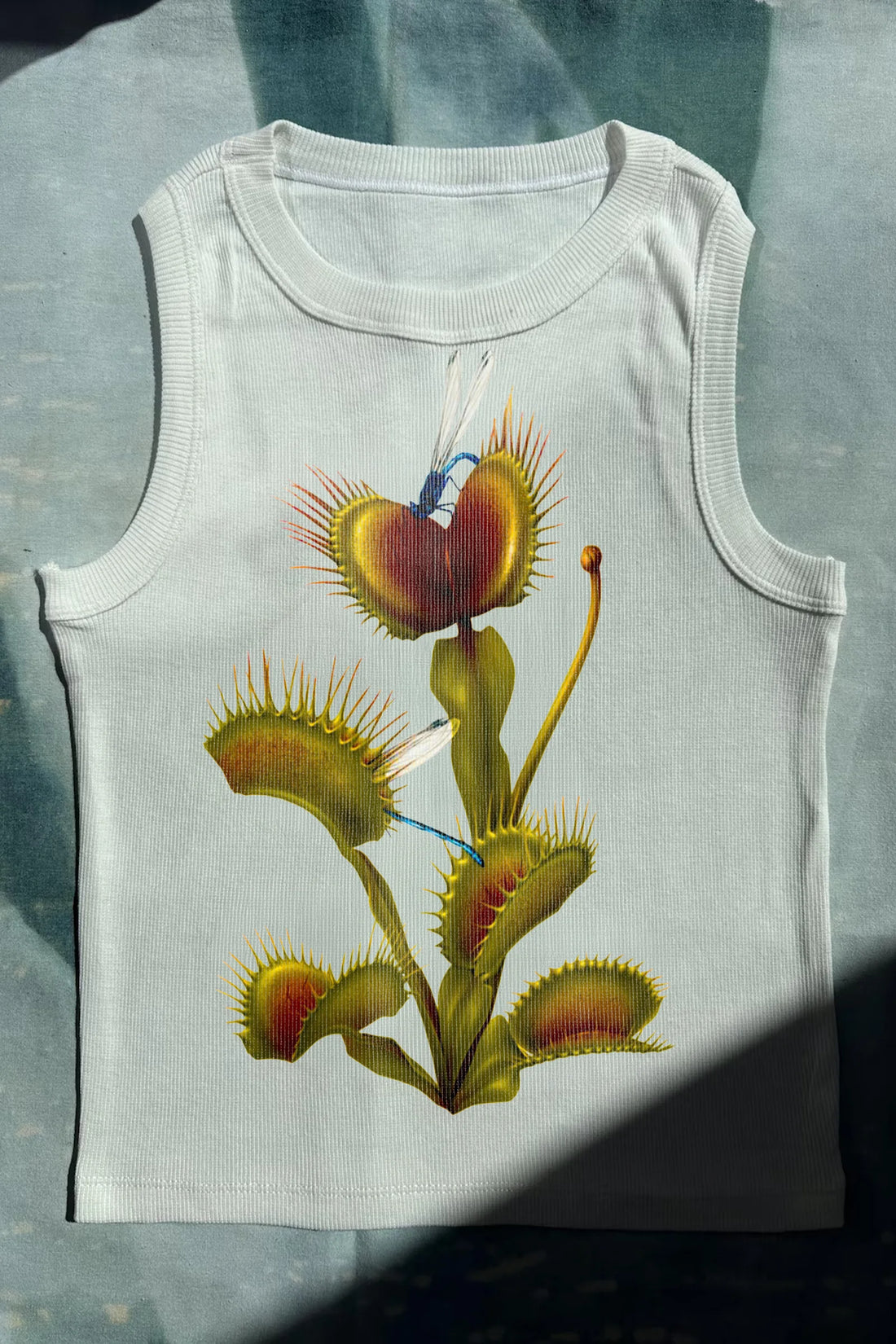 Venus Flytrap Ribbed Racerback Tank (Off White)