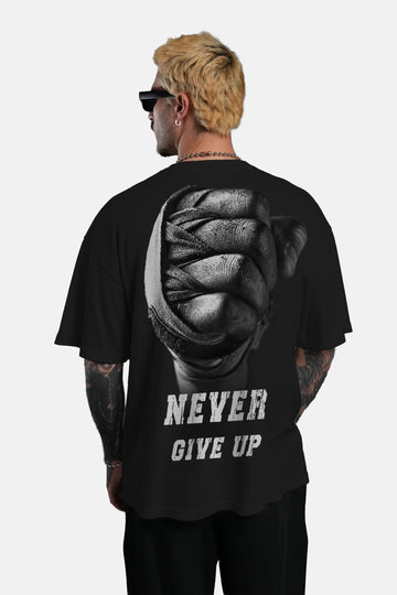 Never Give Up Graphic Tee - Black