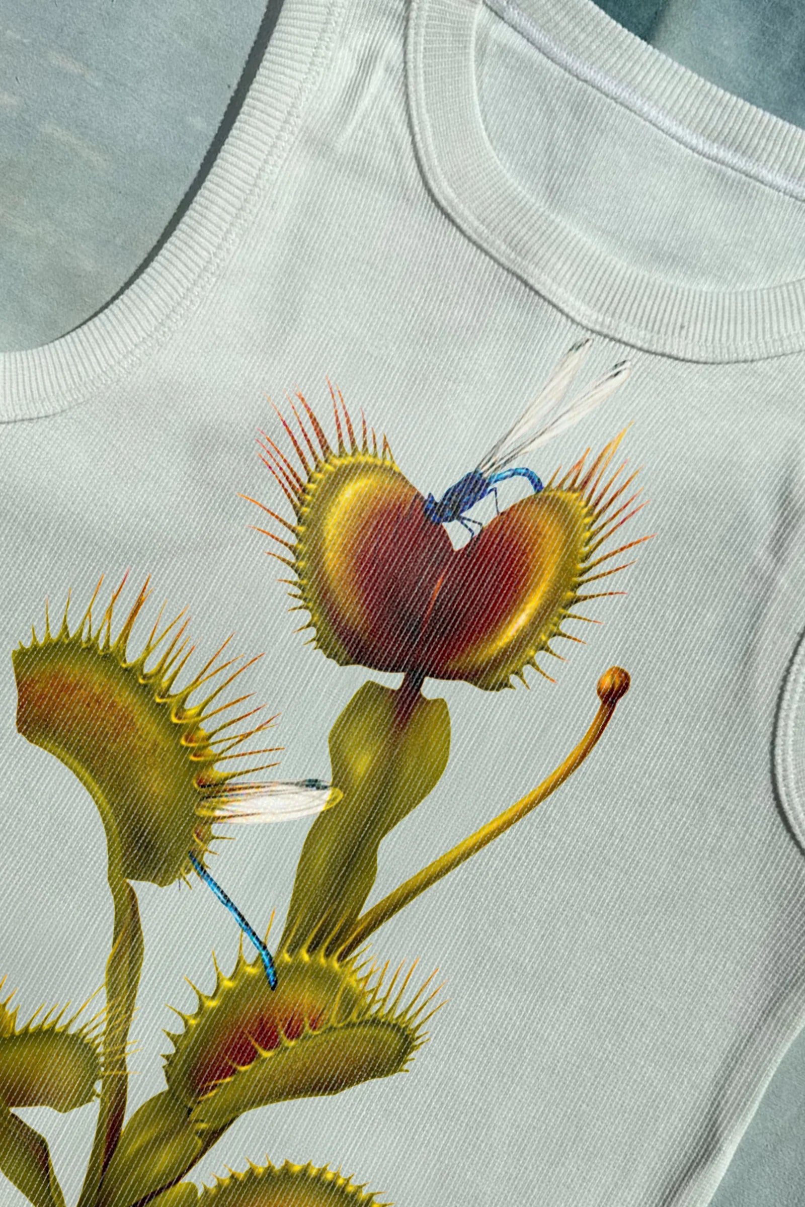 Venus Flytrap Ribbed Racerback Tank (Off White)