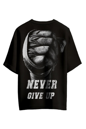 Never Give Up Graphic Tee - Black