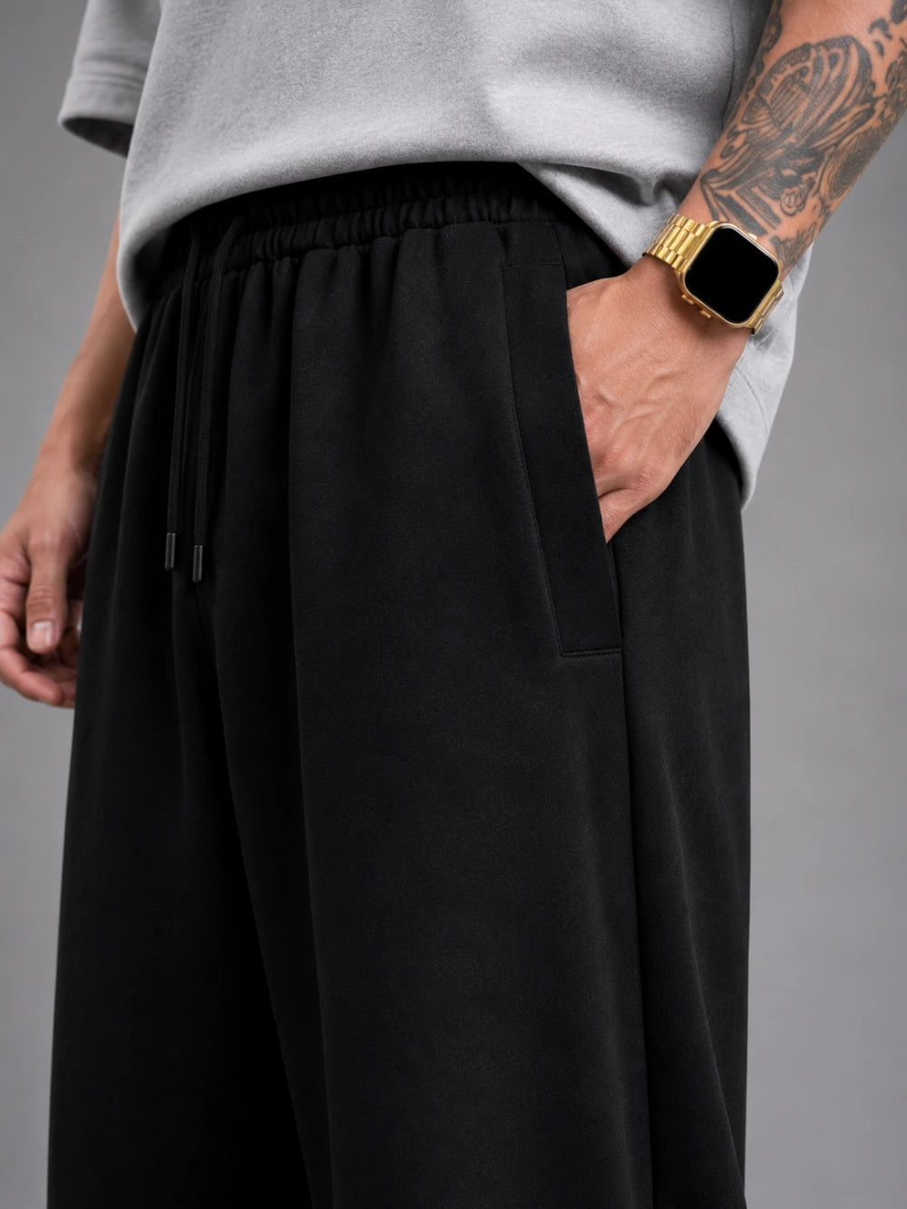 OG Wide Leg Sweatpants Melange - Waistband Detail