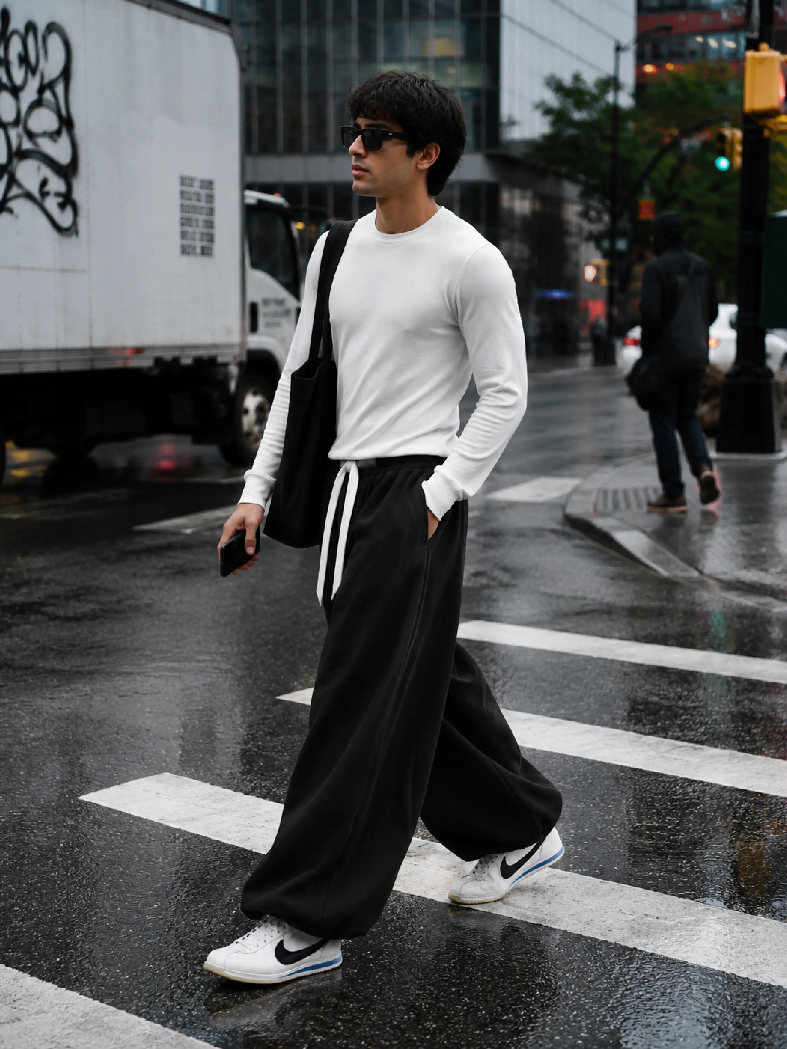Samurai Wide Leg Joggers – Black