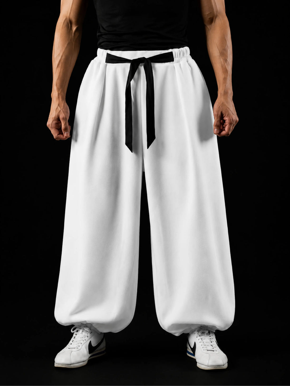Samurai Wide Leg Joggers – White