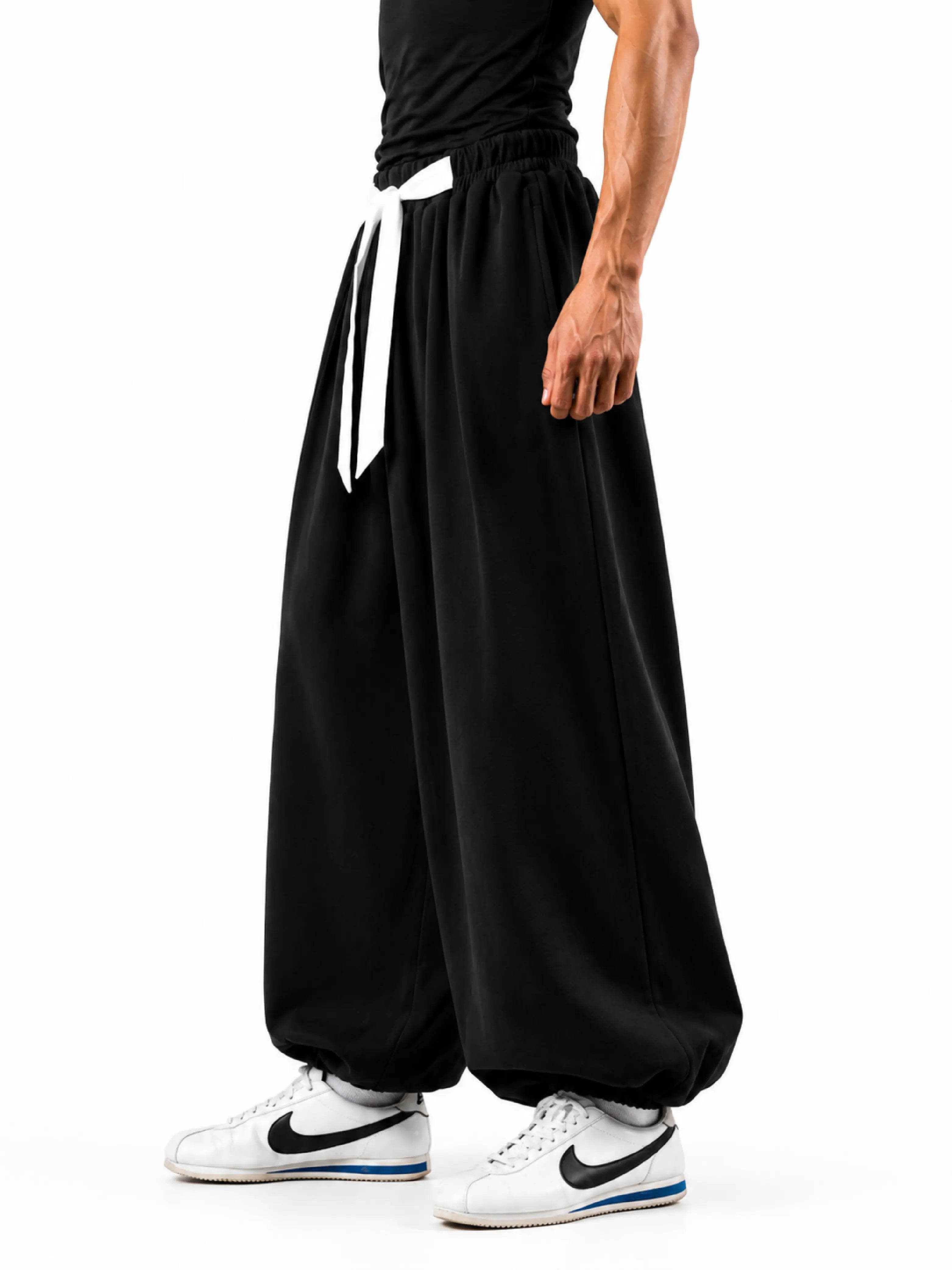 Samurai Wide Leg Joggers – Black
