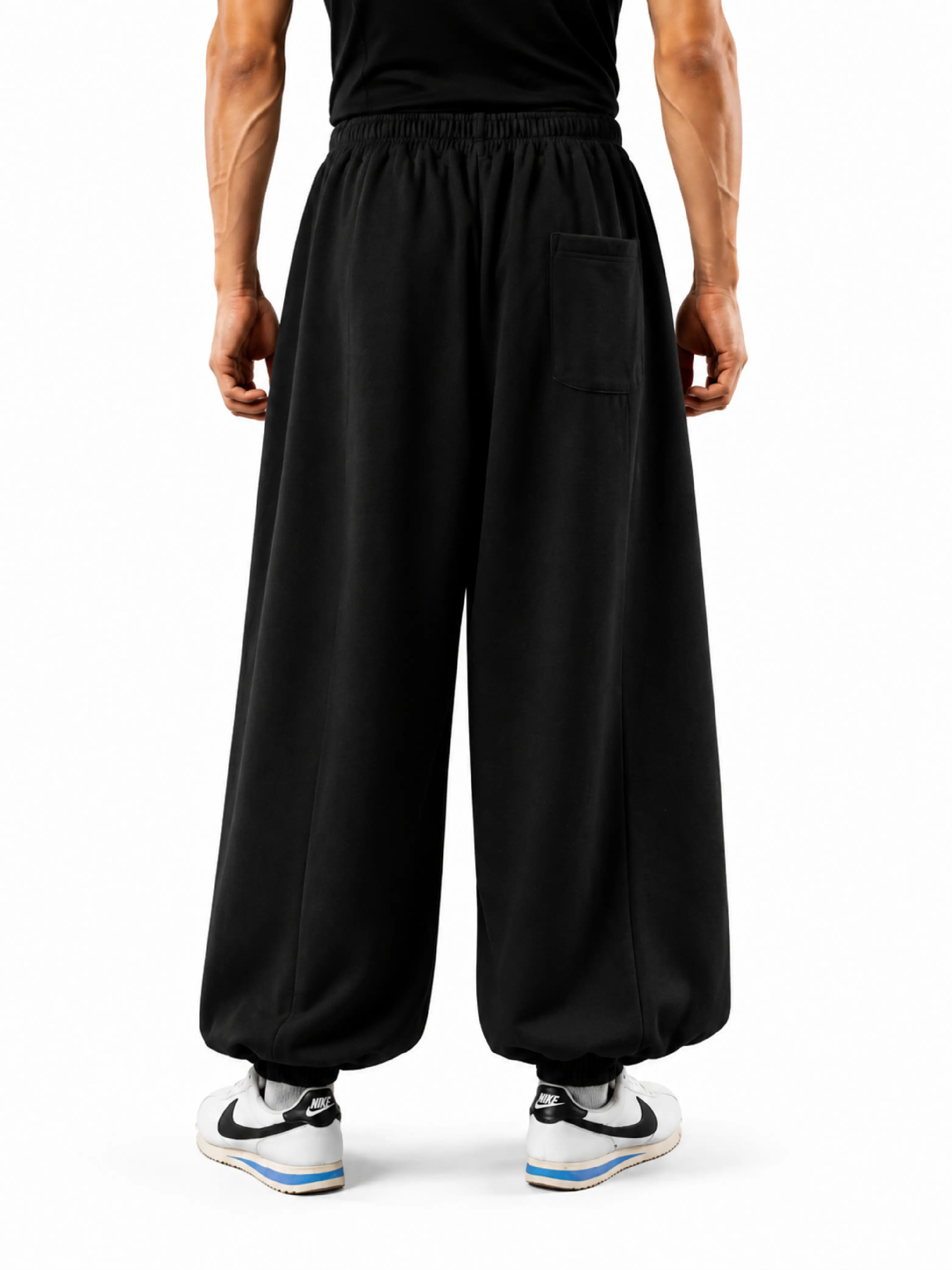 Samurai Wide Leg Joggers – Black