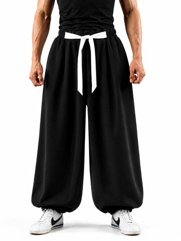Samurai Wide Leg Joggers – Black