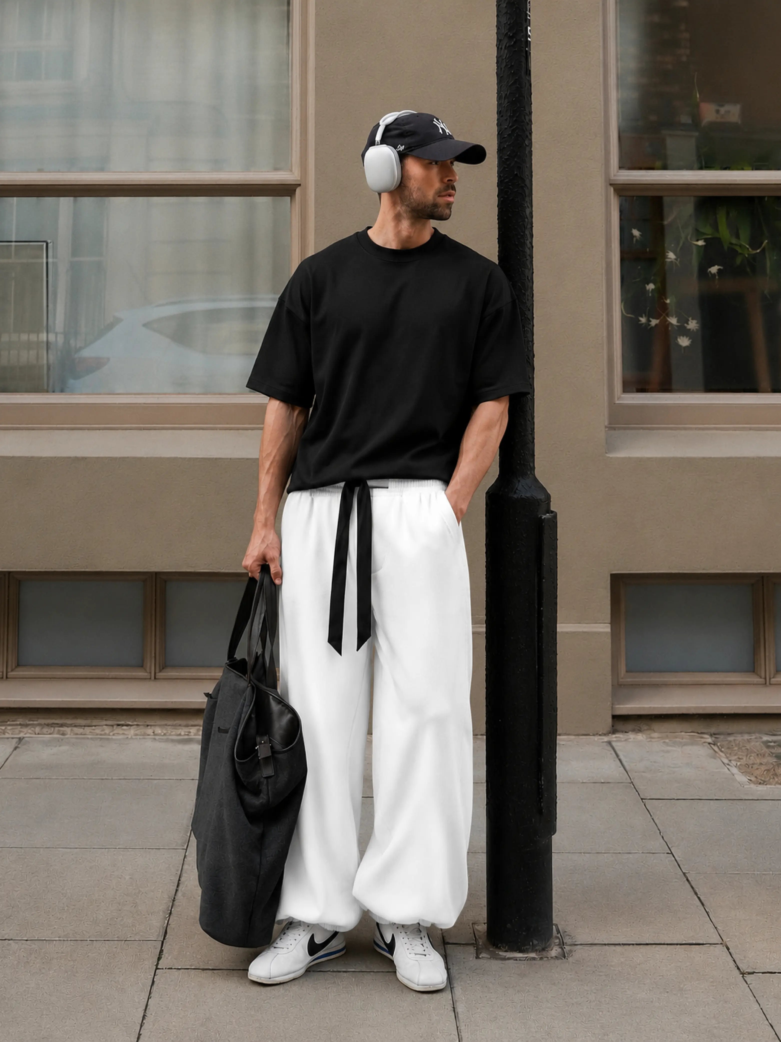 Samurai Wide Leg Joggers – White