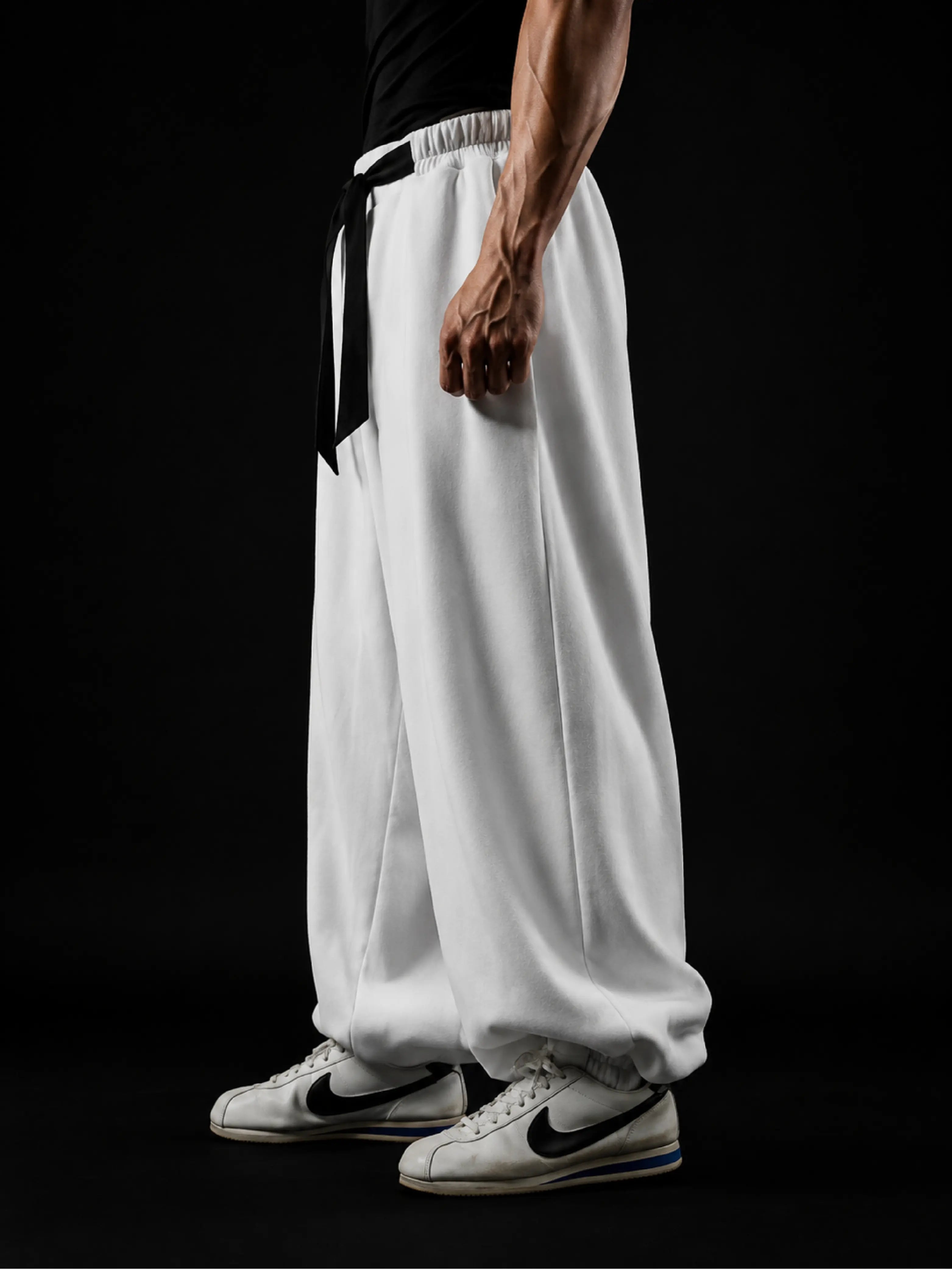 Samurai Wide Leg Joggers – White