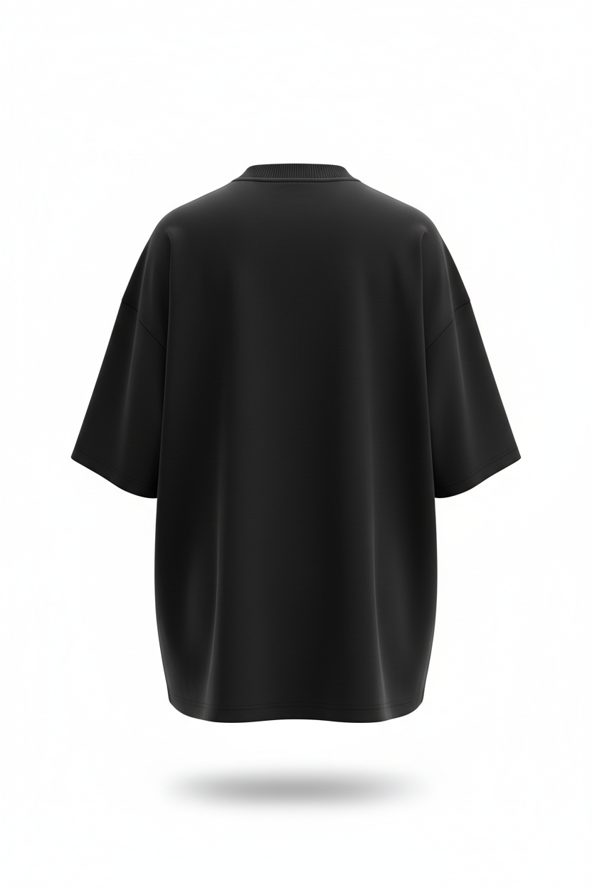 Black oversized tee back view