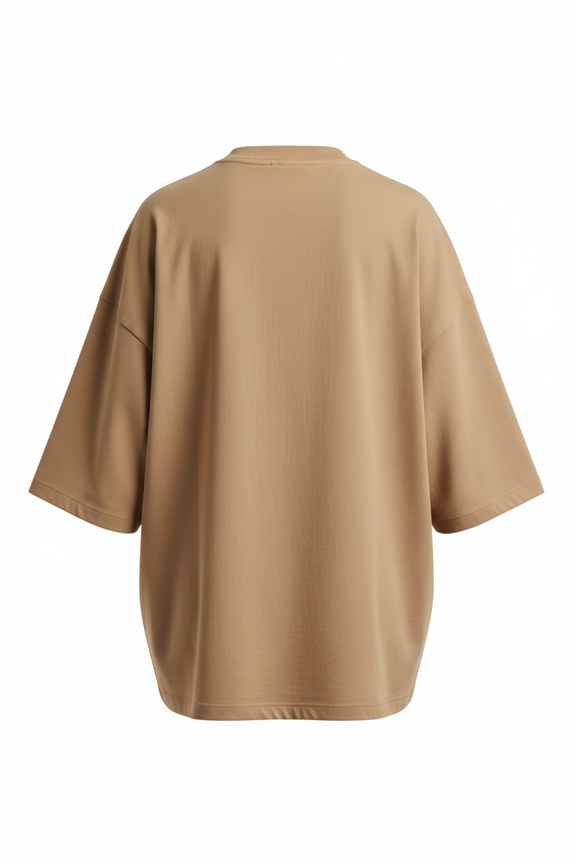 Camel oversized tee back view