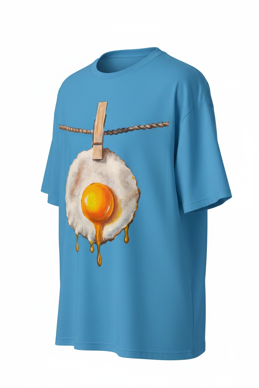 Sky blue oversized graphic tee right angle